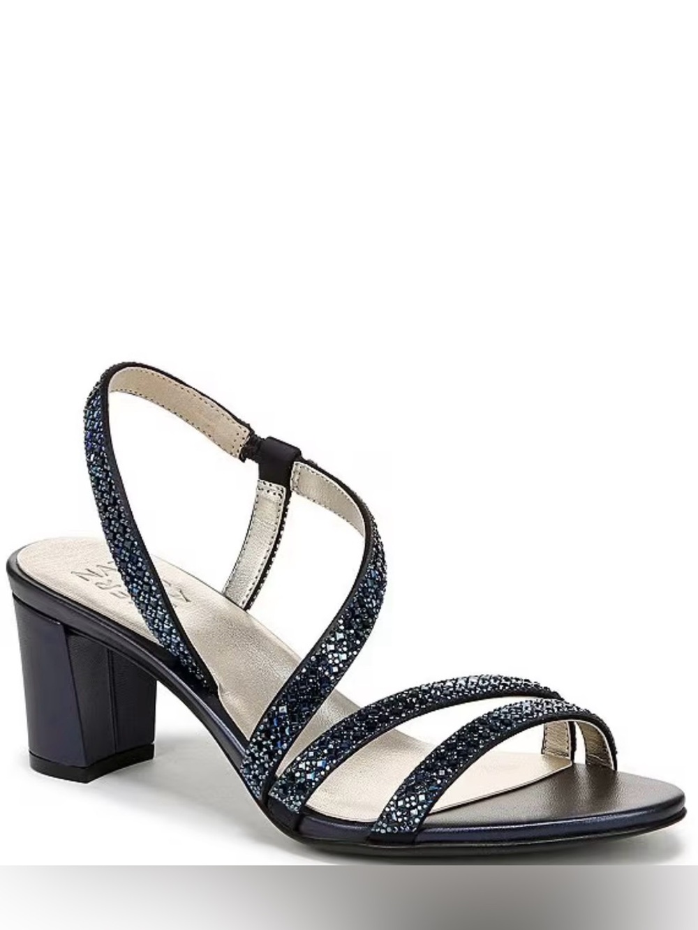 Naturalizer Vanessa Satin Strappy Crystal Detail Block Heel Evening Dress Sandal